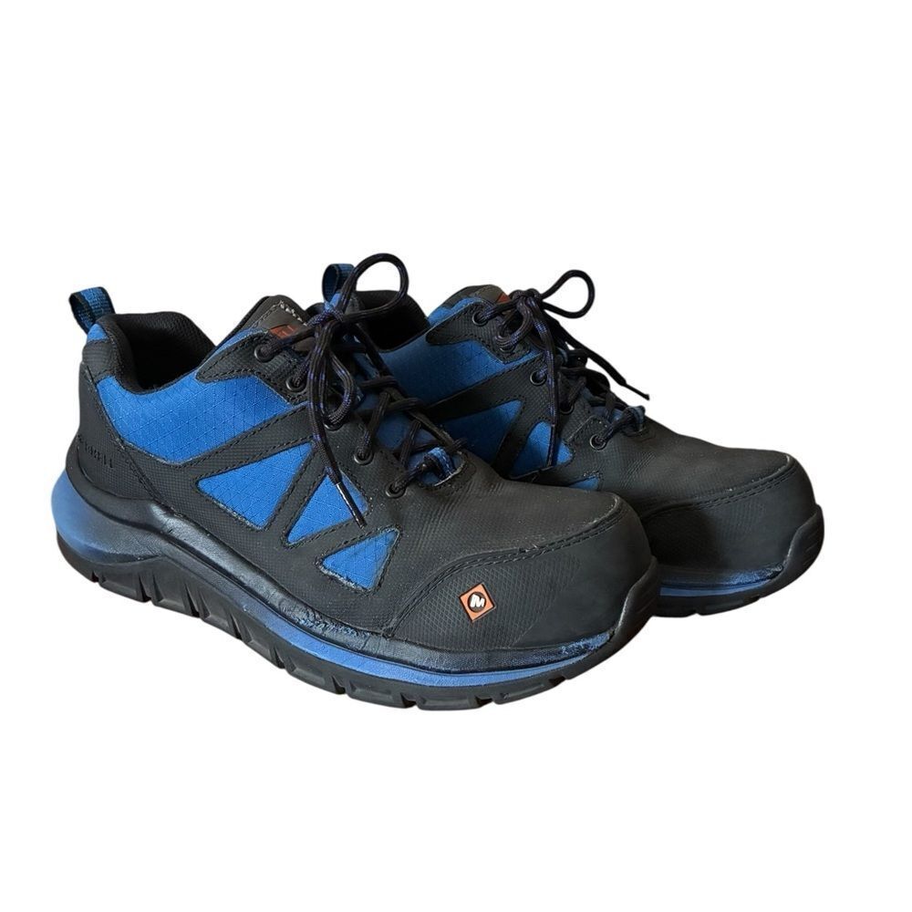 Merrill Men's Black and Blue Work Shoes Size 6.5